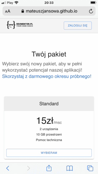 Zrzut ekranu ze smartfona iPhone 8